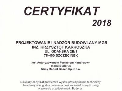 Certyfikat Buderus 2018